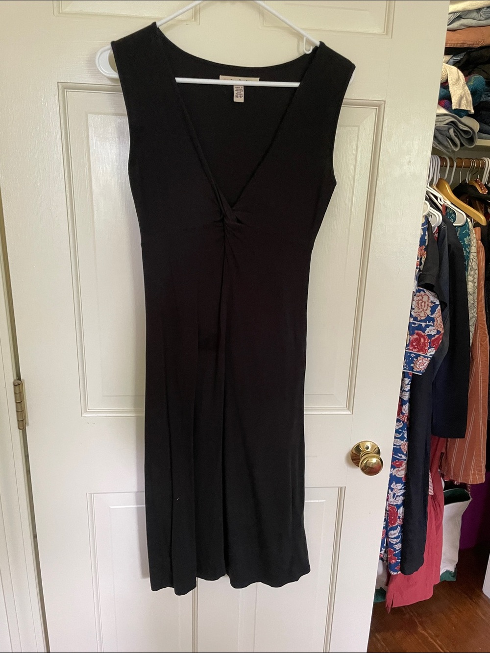 Free People Black Sleeveless V-Neck Twist-Front Midi Dress